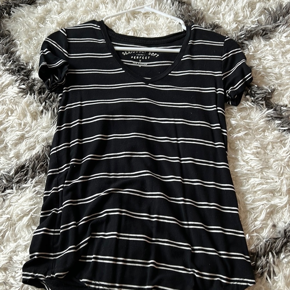 black and white striped t shirt